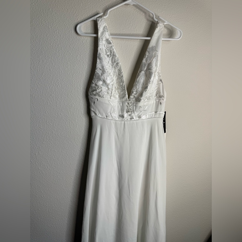 Lulu's A Line White Floral Lace Dress